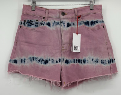 NWT BDG Urban Outfitters PAX Shorts Womans 30 Pink Blue Tie-Dye High Rise Cutoff