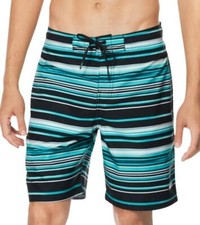 SPEEDO Men's Green Black Stripe Stretch UPF50  Swim Board Shorts NEW XL