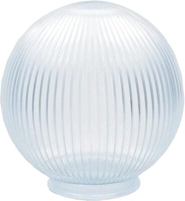 KastLite 8'' Prismatic Clear Acrylic Lamp Post Globe | 3.91'' Fitter Neck