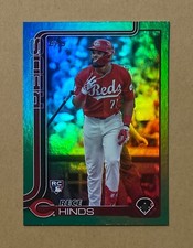2025 Topps Series 1 217 Rece Hinds Base Rookie Green Rainbow Foil RC #21/99 Reds