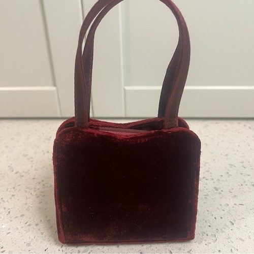 TOBY NYC Silk Blend Velvet Maroon Red Purse | Two Strap Options - Picture 4 of 12