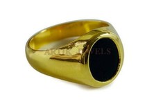 Natural Black Onyx Gemstone with Gold Plated 925 Sterling Silver Ring 1213