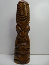 VINTAGE CARVED WOODEN TIKI TOTEM STATUE HAWAIIAN LONO MAUI 99 VILI