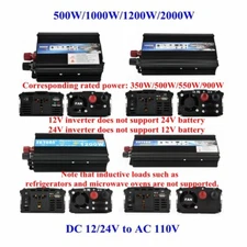 Portable Car Power Inverter WATT DC 12V/24V to AC 110V Charger Converter US