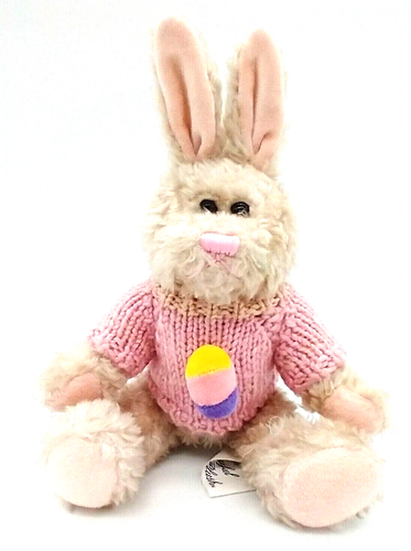 Chrisha Playful Plush Easter Bunny Rabbit Stuffed Animal Jointed 1998 Vintage - Picture 1 of 10