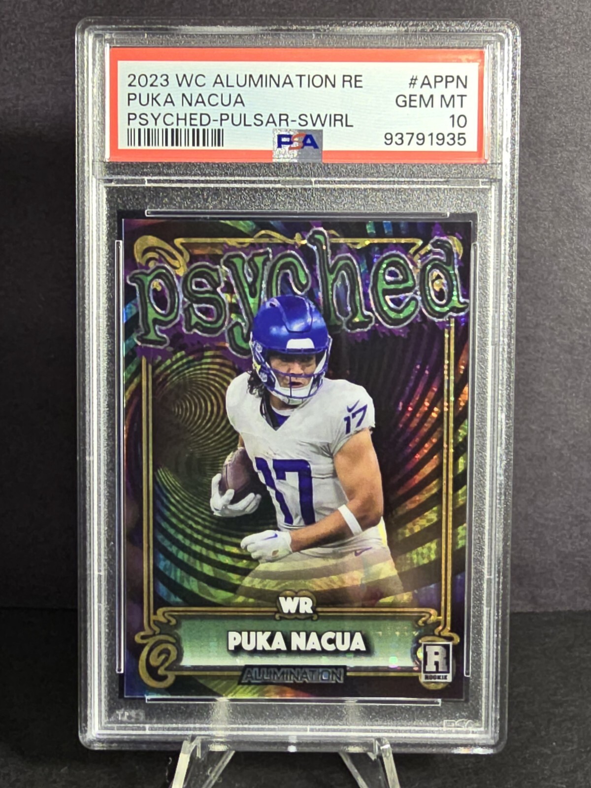 Puka Nacua Wild Card Alumination Rookie Edition Psyched #APPN Pulsar-Swirl