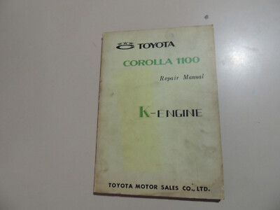04.1967 Work shop Repair manual K engine 1,1L  Toyota Corolla 1100 E10