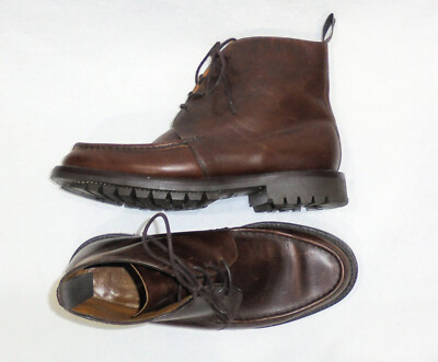 BEAUTIFUL GRENSON DARK BROWN LEATHER MEN'S BOOTS size 9.5F Made in England
