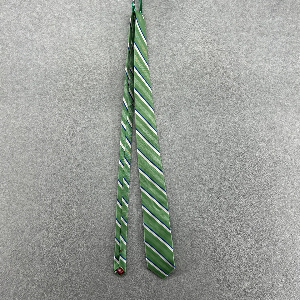 Corbata Chaps Ralph Lauren Para Hombre Verde Rayas Horizontal Hecha a Mano 100% Seda Foto 2 de 4