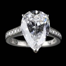 7.00ct White Pear Cut CZ Halo Engagement Wedding Ring 925 Sterling Silver
