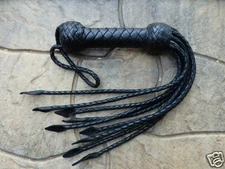 NEW MINI Black Full Plaited Cat of 9 Tail Whip Flogger - HORSE TOOL TRAINING