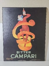 Bitter Campari Liquor Leonetto Cappiello Printed On Wood Canvas 20"×16" 