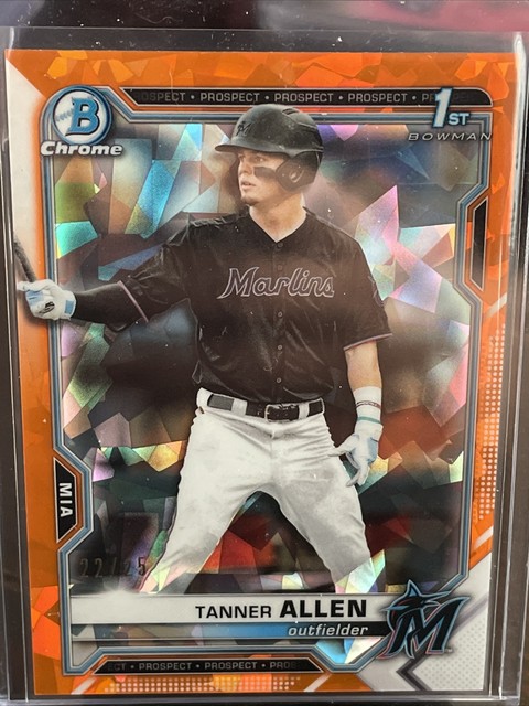 TANNER ALLEN 2021 1st Bowman Draft Sapphire Orange Refractor /25 SSP SP MINT RC