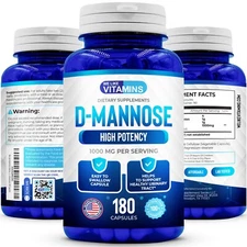 D-Mannose 1000mg 180 Capsules 3 month Supply Best Value We Like Vitamins