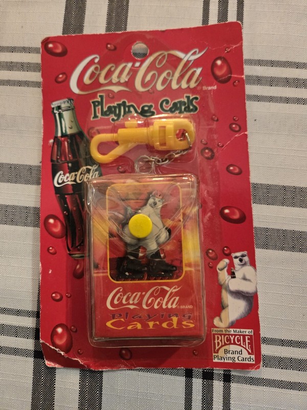 Coca Cola Playing Cards Key Chain Clip,New,Travel Pack Polar Bear 1999