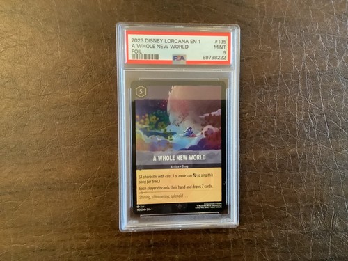 2023 Disney Lorcana First Chapter A Whole New World Foil #195 PSA 9 Mint - Picture 1 of 2