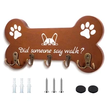 Bone Shape Dog Leash Hangers for Wall - Coat Rack with 5 Key Hooks, Perfect f...