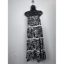 Sezane Embroidered Anaka Cotton Maxi Dress Black White Paisley Size 34 US 2