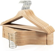 Wooden Hangers 20 Pack,Durable Wood Hangers w 360  Swivel Hook  Notches,Natural