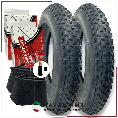 KIT 2 ANTI PUNCTURE TIRES FAT BIKE 2 INNER TUBES 20 X 4.0 VALVE AMERICA