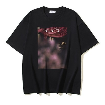 OFF-WHITE Heavyweight Short-Sleeve T-Shirt with Angel Arrow Oil Painting Print