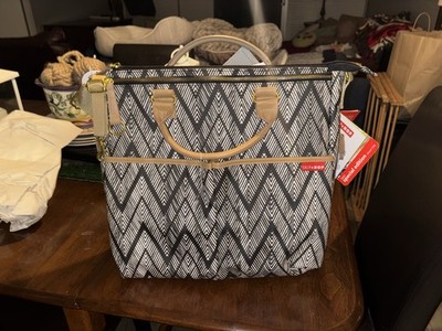 Skip Hop Duo Diaper Bag Special Edition Luxe French Stripe Pockets Black White*