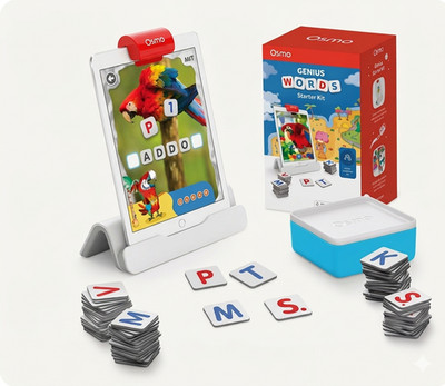 Osmo Genius Wörter Starter Kit mit Basis Lernspiel Buchstaben Phonetik Zauber 6-