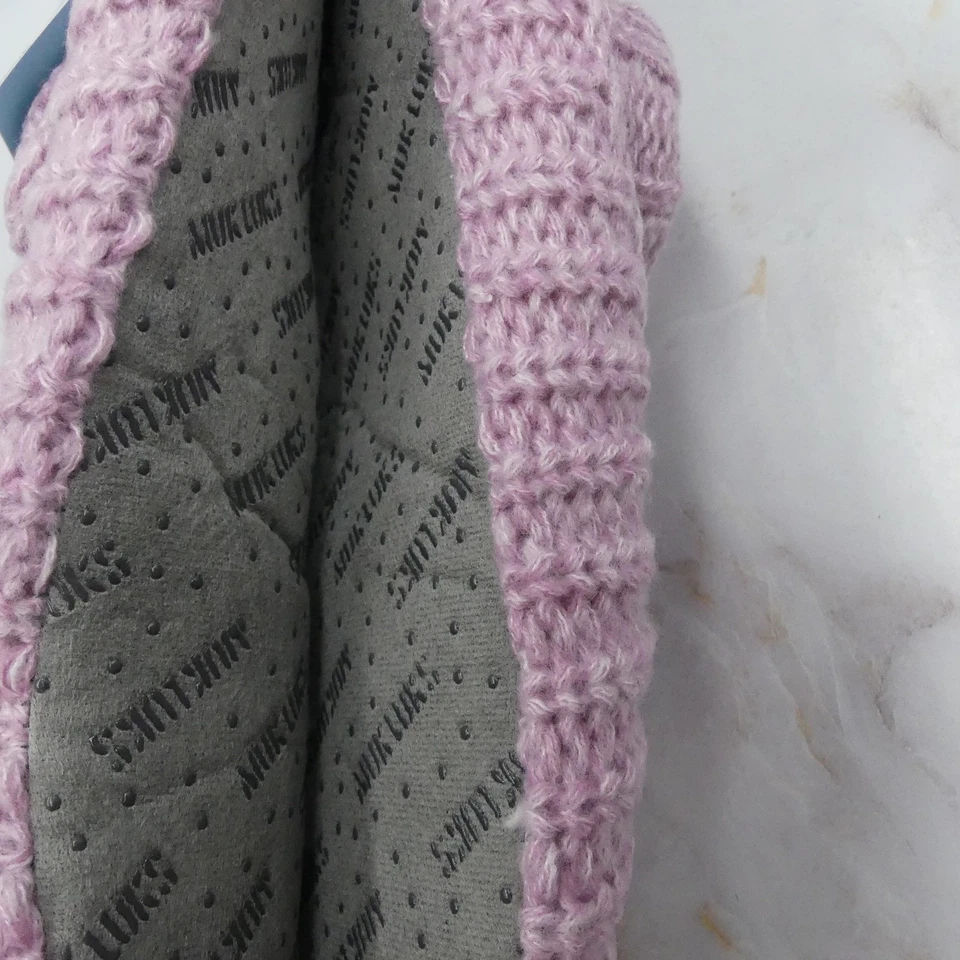 Zapatillas botín MUK LUKS para mujer talla L/XL (8-10) rosa esmerilado tejido con cable acogedoras Foto 4 de 4