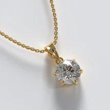 14K Gold Lab Grown Solitaire Diamond Necklace Pendant (1.00 Ct, VS1)