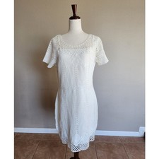 Lauren Ralph Lauren Women's Crochet Lined Dress Cream SZ Large Dainty