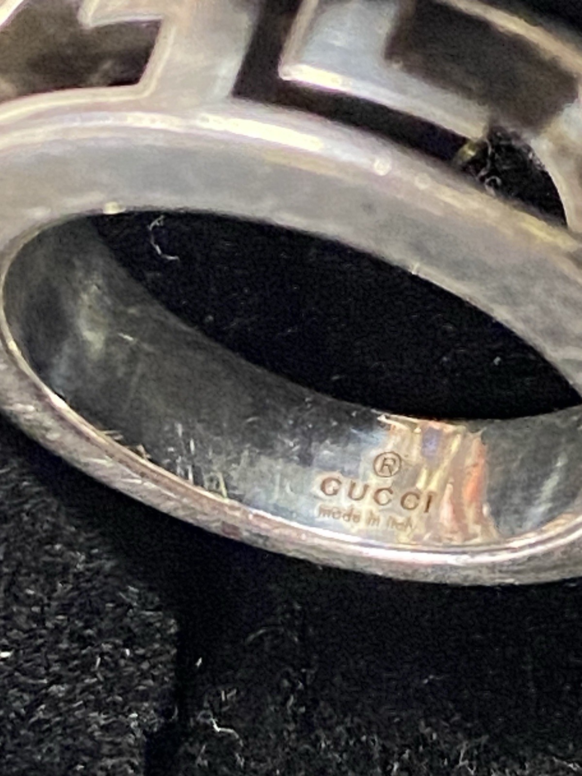 Gucci Interlocking GG Logo Silver Ring Sterling S… - image 2