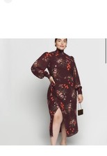 Reformation Aude Purple Floral Georgette High Neck Midi Dress SZ 14