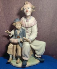 Lladro Nao Zaphir 'Lesson Of Music' Figurine Clown And Boy Playing Accordion