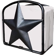 Black Rustic Texas Star Napkin Holder - Country Farmhouse Iron Metal 