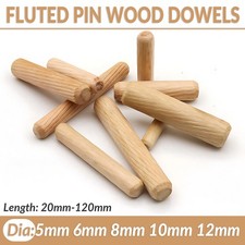WOODEN DOWELS 5mm 6mm 8mm 10mm 12mm Hardwood Chamfered Fluted Pin Wood Dowels