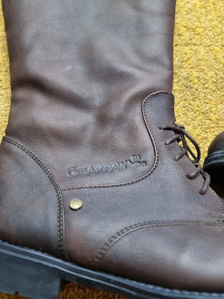 Женские кожаные сапоги для верховой езды Bearpaw шерстяная подкладка овчина стелька коричневые размер 10 - Изображение 4 из 4