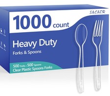 1000 Count Plastic Silverware Heavy Duty - 500 Spoons, 500 Forks, BPA-Free, H...