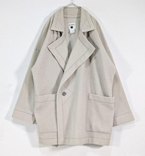 ISSEY MIYAKE Plantation Wool blend Collared Coat Beige Size-M Exc
