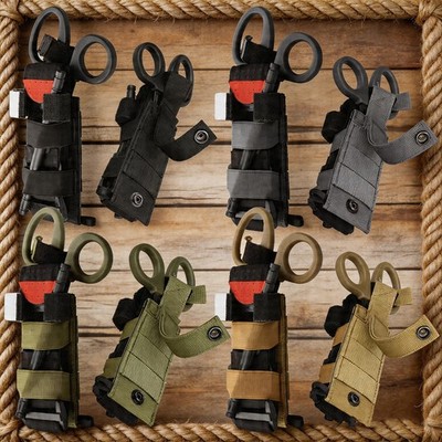 Tactical Molle Scissors Pouch Elastic Hook & Loop TQ Holder EDC EMT Storage Bag