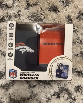 Denver Broncos NFL Wireless Charger Desk  Organizer w/Pen Cup- NEW In Box