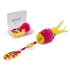 Pike Musky Walleye Fishing Lure Spinnerbait with Feathered Hooks Style A-Red