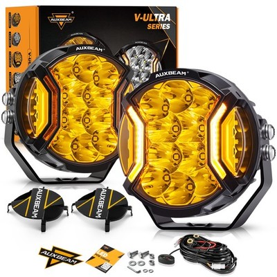 AUXBEAM 5'' LED Cube Pods Driving Lamps Work Ditch Lights Amber DRL for Polaris