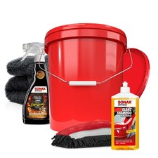 Auto Eimer Wasch Set SONAX Auto Glanzshampoo Felgenreiniger Microfaser Zubehör