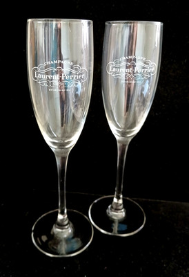 Set of 2 Laurent-Perrier 1812 Champagne Fluted Glasses France Luminarc 8-3/4''H
