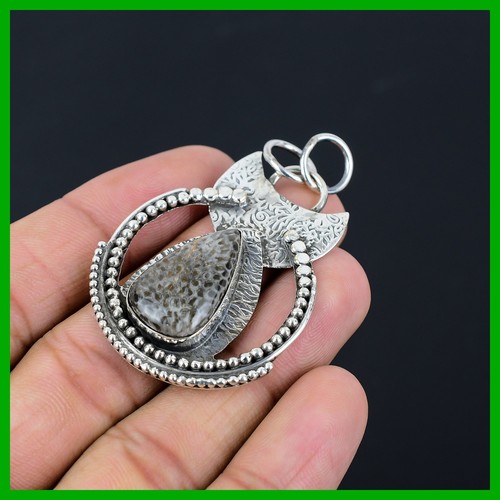 Daughters Day Sale Natural Stingray Coral Bezel Root Chakra Pendant 925 Silver - Picture 3 of 11
