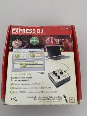 ION Express DJ USB Audio Interface MixMeister Software Complete Box iMX05