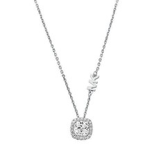 Image of Michael Kors MK Logo Pendant Silver Necklace 144648534