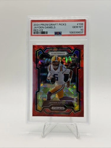 2024 Panini Prizm Draft Picks - Jayden Daniels #108 Red Ice Prizm (RC) PSA 10