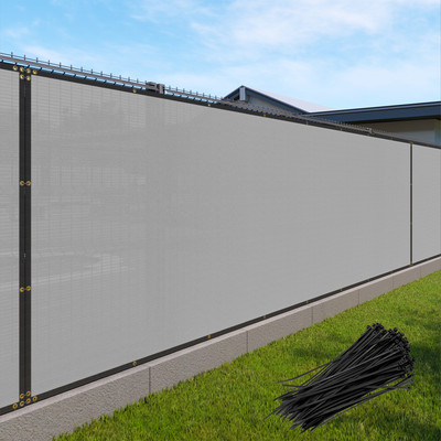 6' Tall Gray Privacy Fence Screen Anti-UV Shade Permeable Fabric with Grommet