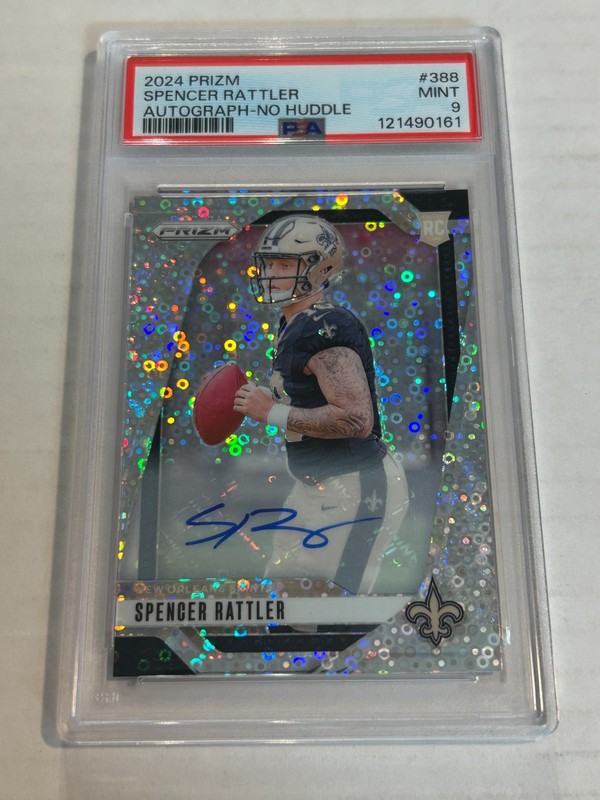 2024 PRIZM NO HUDDLE SPENCER RATTLER SILVER DISCO ROOKIE AUTO PSA 9 SAINTS TN3